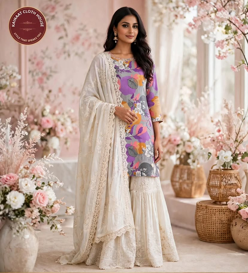 Kainaat Cloth House floral sharara set
